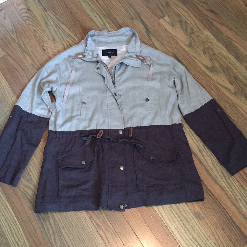 Navy, grey jacket